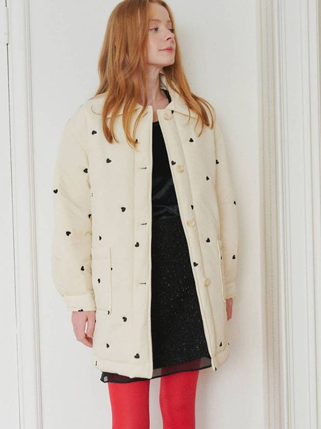 Heart patterned Padding Half Coat Cream - OPENING SUNSHINE - BALAAN 4