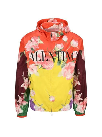 flower print hooded zip-up - VALENTINO - BALAAN 1