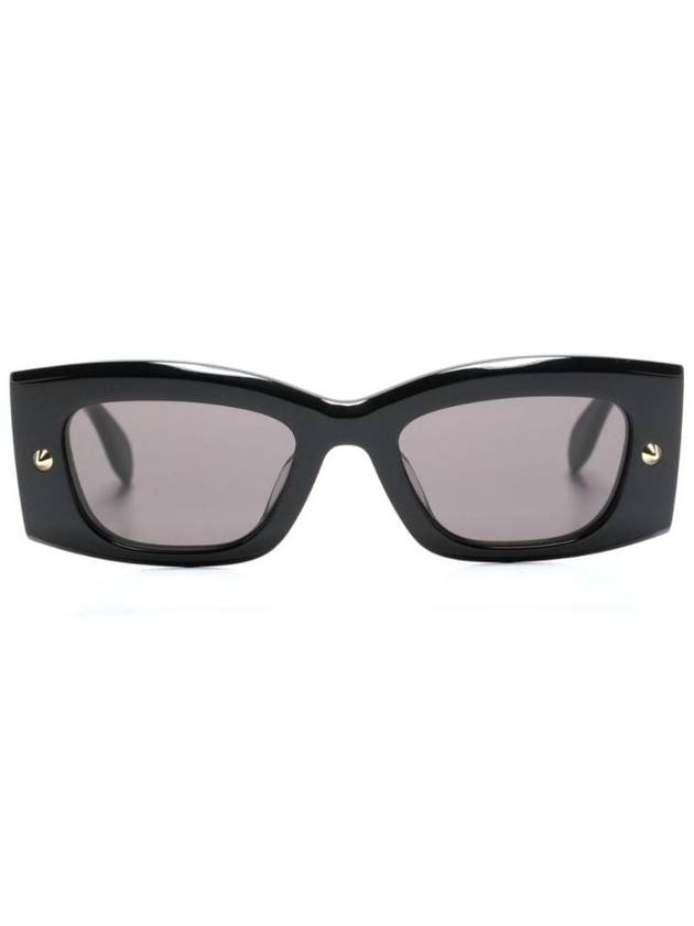 Eyewear Studded Rectangular Sunglasses Black - ALEXANDER MCQUEEN - BALAAN 1