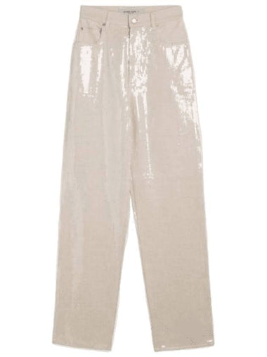 Transparent All Over Sequin Straight Pants Ecru - GOLDEN GOOSE - BALAAN 1