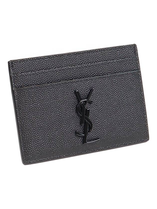 Monogram Caviar Leather Card Wallet Black - SAINT LAURENT - BALAAN 4