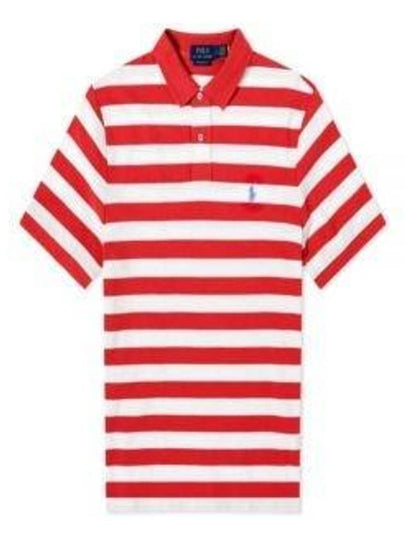 Embroidery Logo Stripes Cotton Polo Shirt White Red - POLO RALPH LAUREN - BALAAN 2