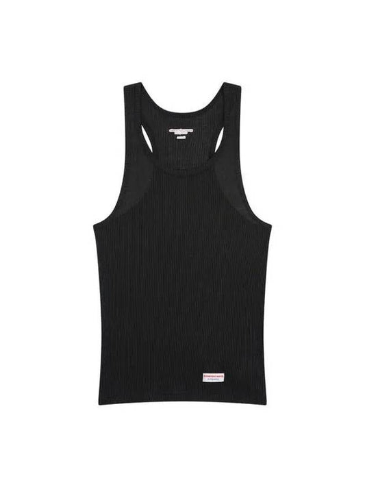 Logo Label Ribbed Tank Top Black - ALEXANDER WANG - BALAAN 1