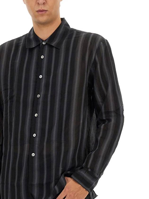 Adorn Stripe Sheer Cotton Silk Long Sleeve Shirt Black - OUR LEGACY - BALAAN 5