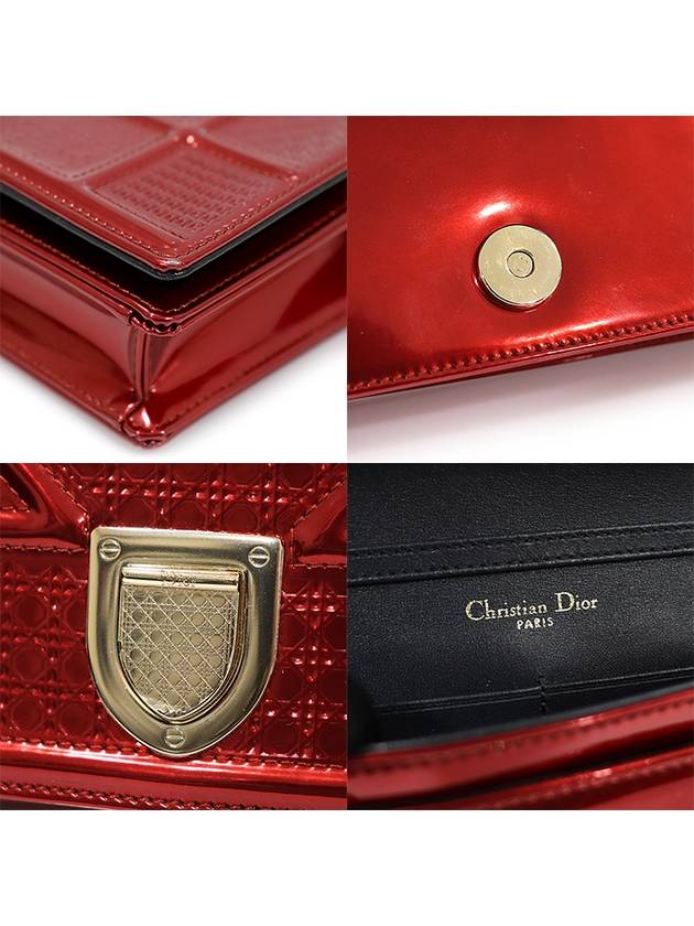 S0328OSKN Metallic Red Patent AMA Rama Gold Chain WOC Clutch Crossbody Bag - DIOR - BALAAN 7