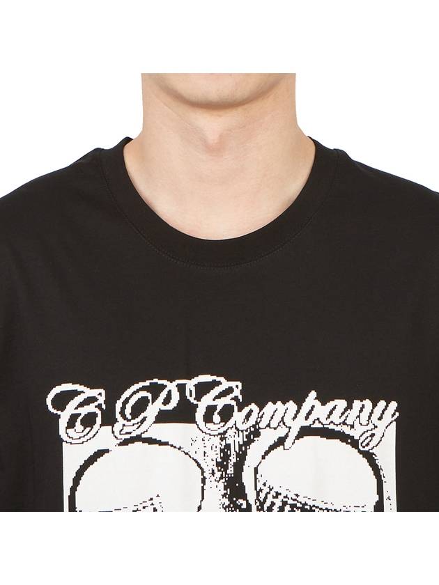 Print Cotton Short Sleeve T-Shirt Black - CP COMPANY - BALAAN 7