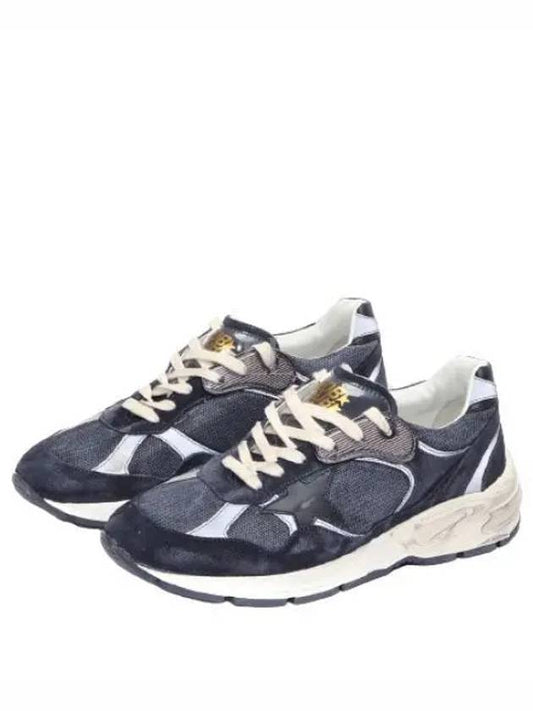 Running Leather Mesh Suede Low Top Sneakers Dark Blue - GOLDEN GOOSE - BALAAN 2