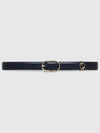 Round Interlocking G Leather Belt Navy - GUCCI - BALAAN 2