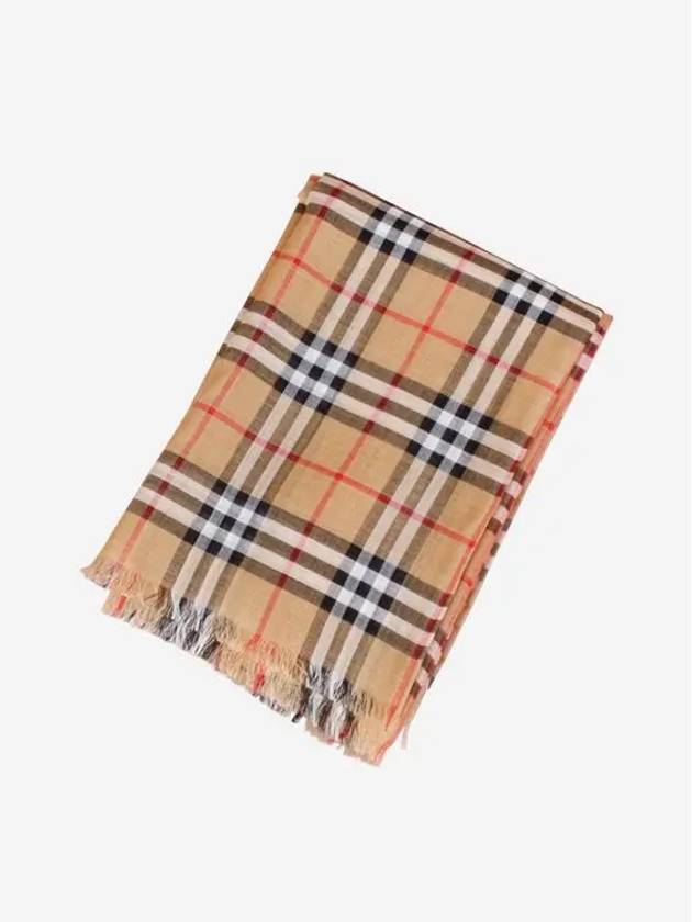 Vintage Check Light Wool Silk Scarf Beige - BURBERRY - BALAAN 2