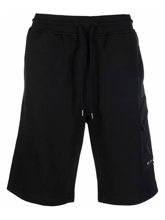 Men's Logo Patch Shorts Black - CP COMPANY - BALAAN.