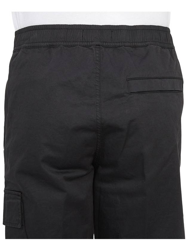 Ghost Stretch Cotton Wool Satin Cargo Straight Pants Black - STONE ISLAND - BALAAN 7