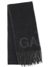 logo wool muffler black - GANNI - BALAAN.