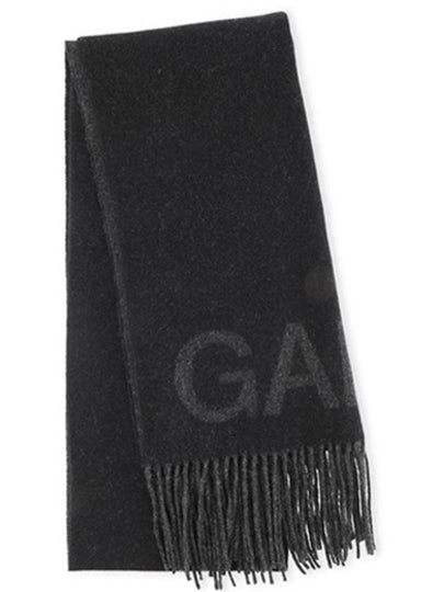 Logo Wool Muffler Black - GANNI - BALAAN 2