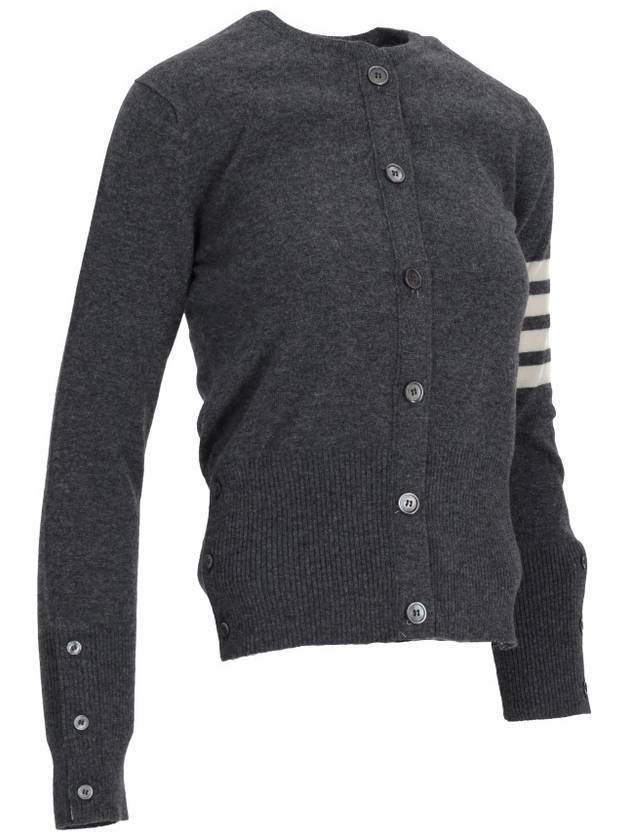 Cashmere Crew Neck Cardigan Dark Grey - THOM BROWNE - BALAAN 4