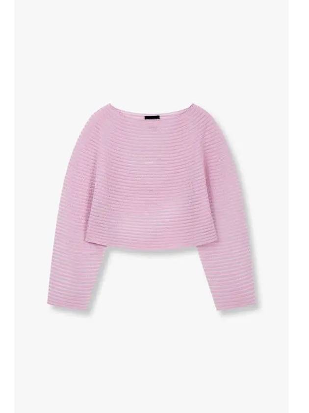 Women s Striped Pattern Mesh Sweater Pink - EMPORIO ARMANI - BALAAN 1