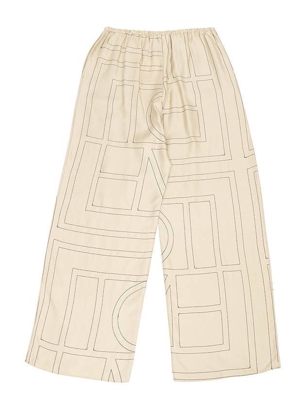 Silk Monogram Print Pyjamas Straight Pants Ivory - TOTEME - BALAAN 3