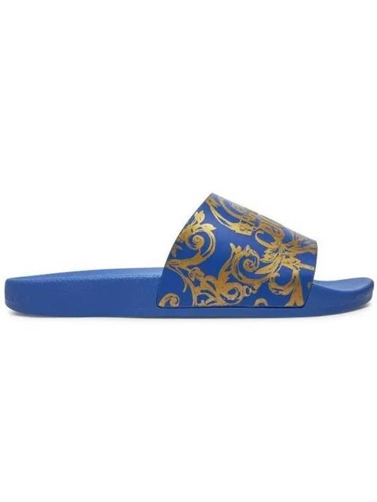 logo print slippers blue - VERSACE - BALAAN 1