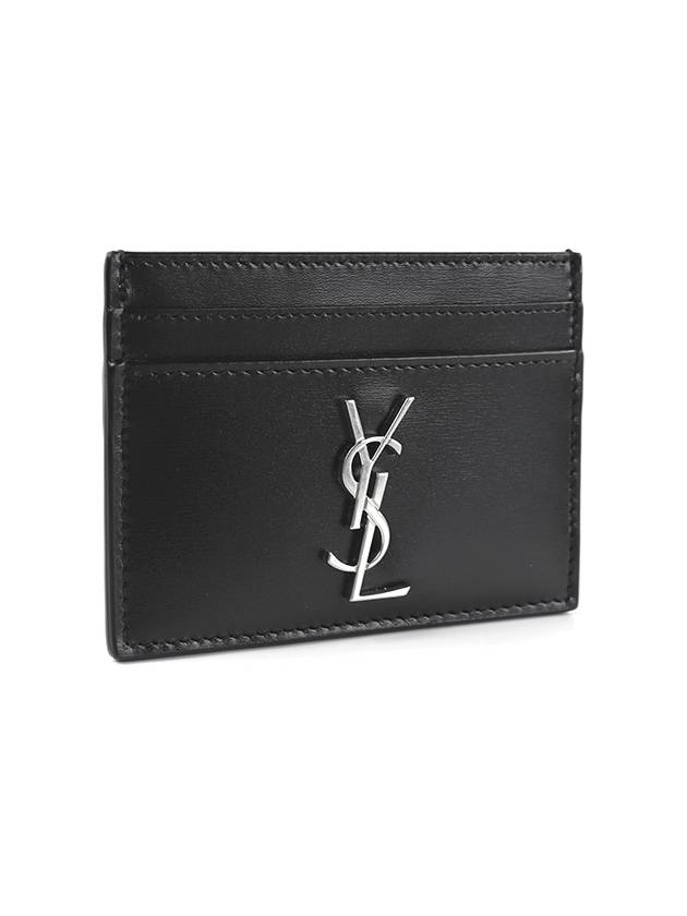 Monogram Card Case in Smooth Leather Black - SAINT LAURENT - BALAAN 4