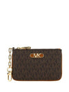 Parker Small Logo Zip Card Wallet Brown - MICHAEL KORS - BALAAN 1