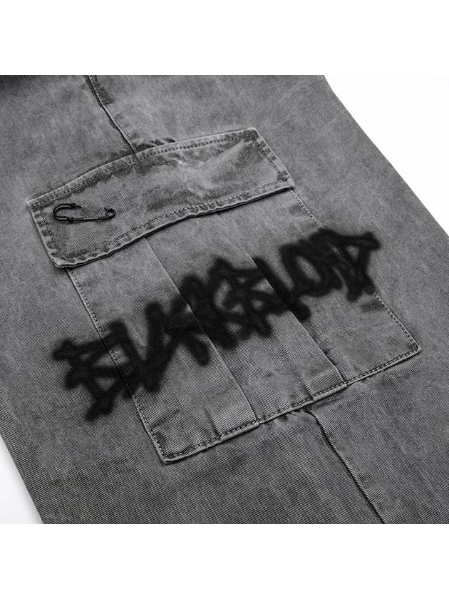 BBD Graffiti Logo Wide Denim Cargo Pants Gray - BLACKBLOND - BALAAN 4