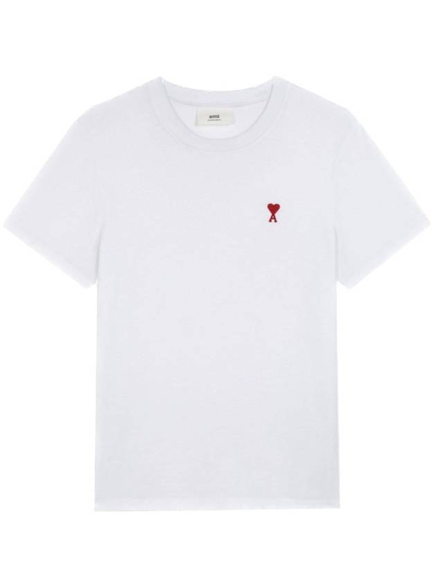 Small Heart Logo Short Sleeve T-Shirt White - AMI - BALAAN 4