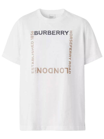 Cotton Horseferry Square Print Short Sleeve T-Shirt White - BURBERRY - BALAAN 1