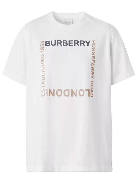 Cotton Horseferry Square Print Short Sleeve T-Shirt White - BURBERRY - BALAAN 1