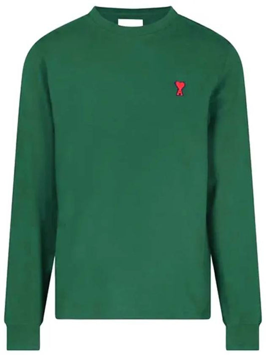 Heart Logo Long Sleeve T-Shirt Green - AMI - BALAAN.