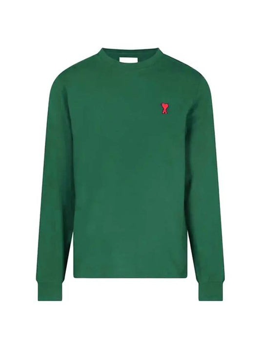 Heart Logo Long Sleeve T-Shirt Green - AMI - BALAAN.