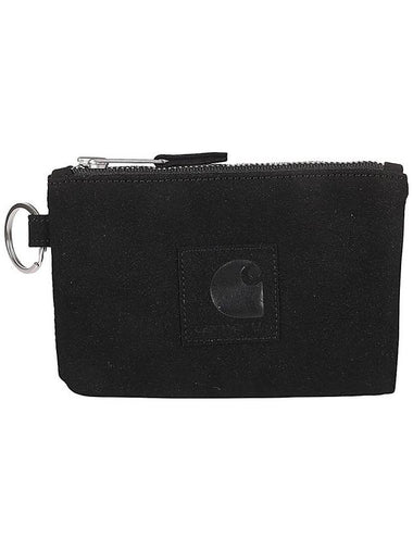 Logo Patch Suede Zipper Half Wallet Black - CARHARTT WIP - BALAAN 1