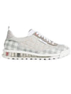 Quilted Nylon Clear Sole Tech Runner Low Top Sneakers White Grey - THOM BROWNE - BALAAN 1