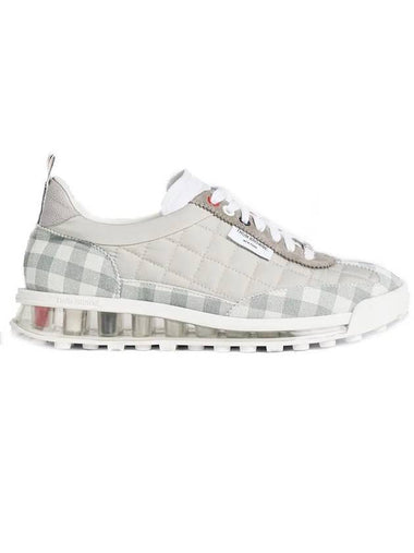 Quilted Nylon Clear Sole Tech Runner Low Top Sneakers White Grey - THOM BROWNE - BALAAN 1