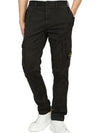 Garment Dyed Old Effect Stretch Broken Twill Cotton Cargo Pants Black - STONE ISLAND - BALAAN 6