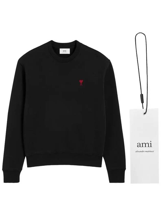 Small Heart Logo Sweatshirt Black - AMI - BALAAN 9