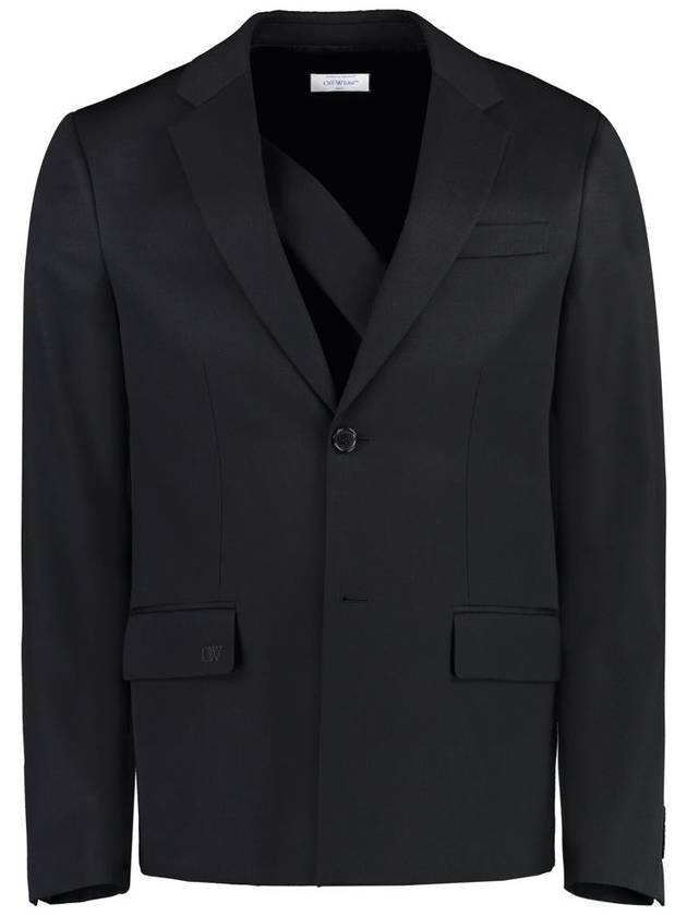 Relaxed Single Wool Blazer Jacket Black - OFF WHITE - BALAAN 2