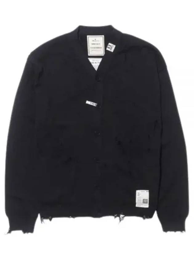 J10CD501 BLACK Distressed Cotton Cardigan - MIHARA YASUHIRO - BALAAN 1