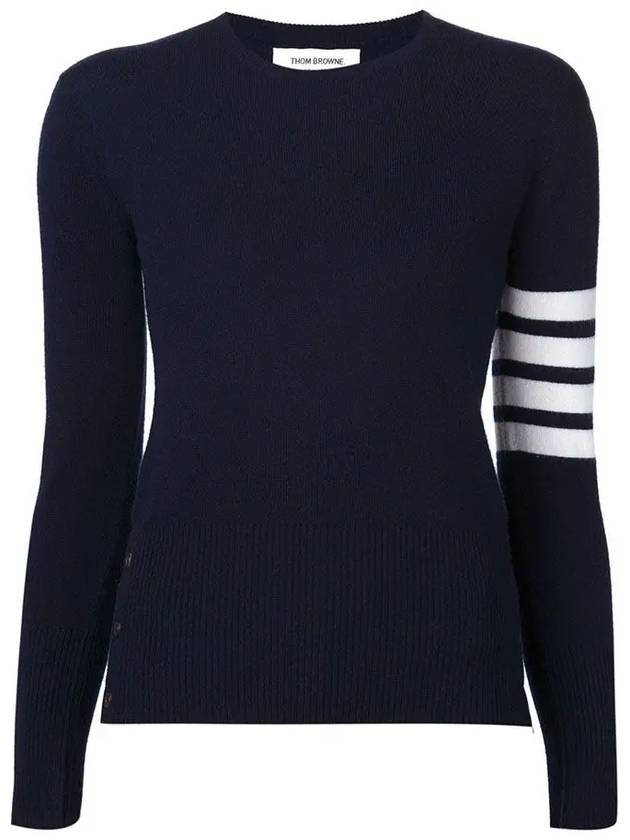 Women's 4 Bar Classic Cashmere Pullover Knit Top Navy - THOM BROWNE - BALAAN 3