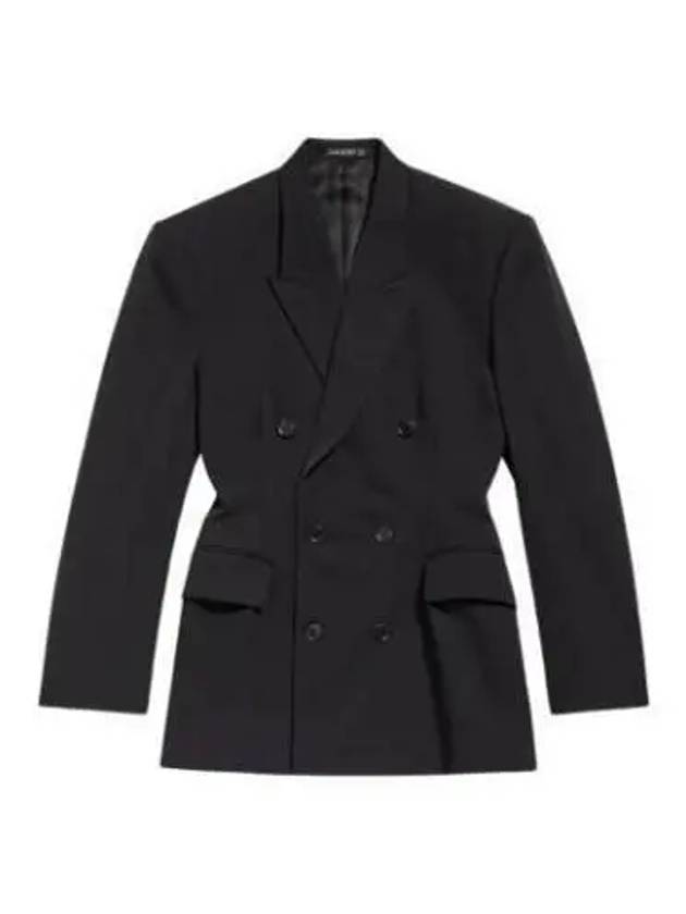 Cinched Double Breasted Wool Jacket Black - BALENCIAGA - BALAAN 2