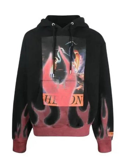 Flame Print Hoodie Black - HERON PRESTON - BALAAN 2