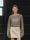 Minnie wearing ANC EMBROIDERY BOATNECK KNIT BROWN - ANOETIC - BALAAN 1