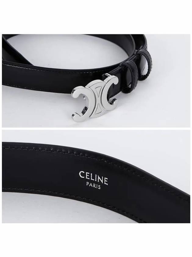 Silver Triomphe Calfskin Belt Black - CELINE - BALAAN 5