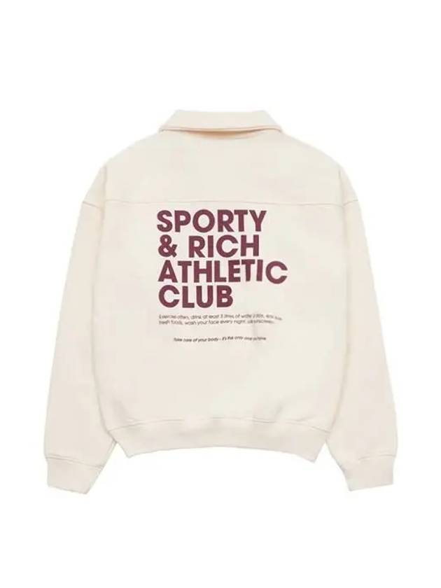 Logo Print Half Zip Up Cotton Sweatshirt Beige - SPORTY & RICH - BALAAN 3