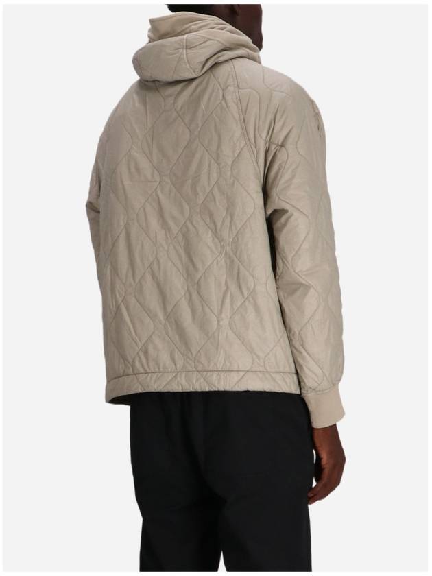 Diagonal Raised Fleece Mixed Quilted Zip Up Hoodie Beige - CP COMPANY - BALAAN 4