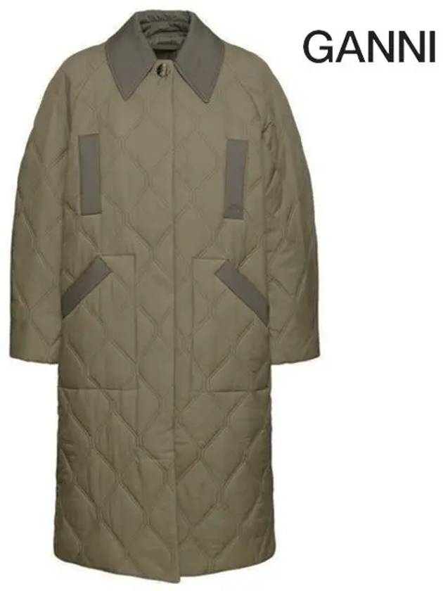 Quilt Midi Padding Green - GANNI - BALAAN 3