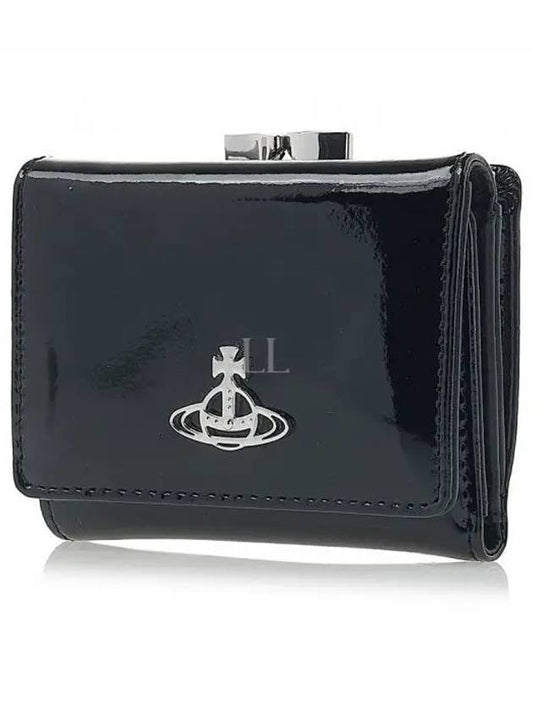 Shiny Patent Small Frame Leather Card Wallet Black - VIVIENNE WESTWOOD - BALAAN 2