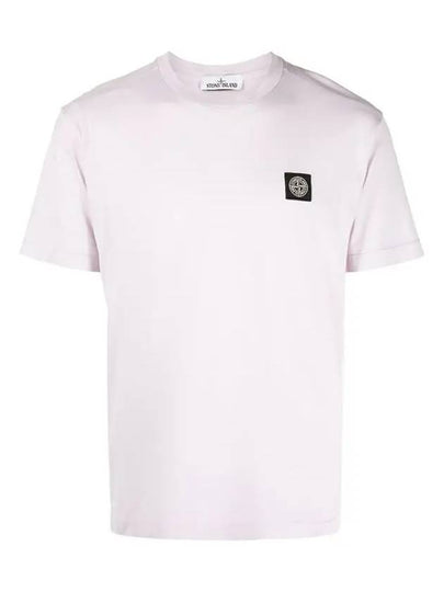 Logo Patch Short Sleeve T-Shirt Pink - STONE ISLAND - BALAAN 2