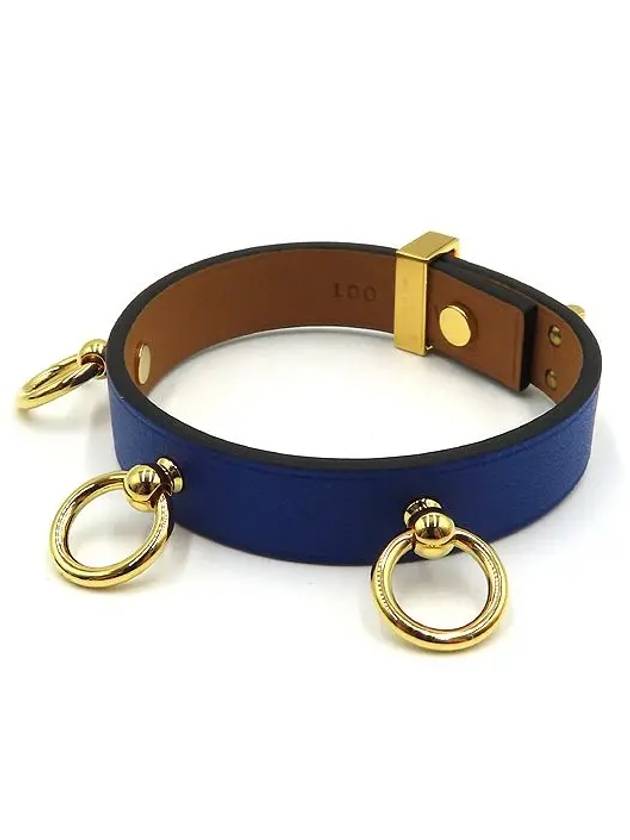 MINI DOG blue color gold ring decoration leather bracelet - HERMES - BALAAN 2