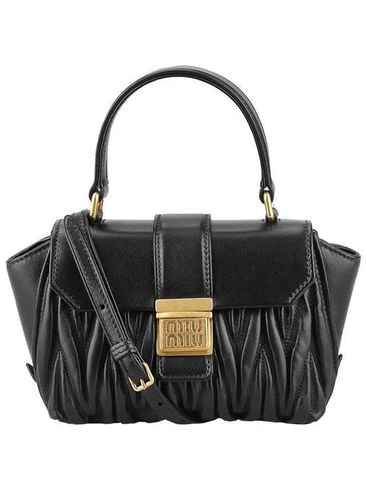 5BP083 N88 F0002 Gold Matelasse Nappa Leather Mini Shoulder Bag Black - MIU MIU - BALAAN 2