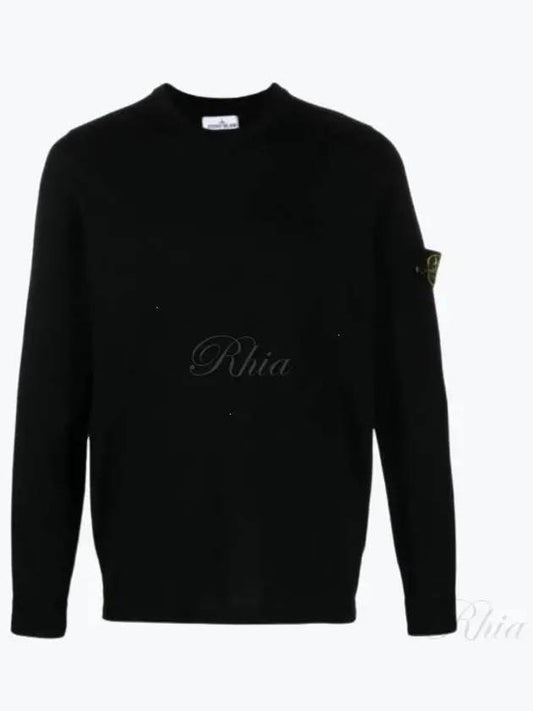 Compass Badge Ribbed Cotton Knit Top Black - STONE ISLAND - BALAAN 2