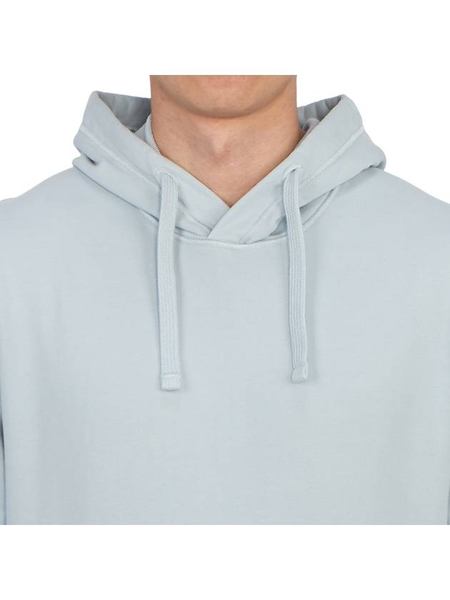 Logo Patch Cotton Fleece Hoodie Light Blue - STONE ISLAND - BALAAN 6